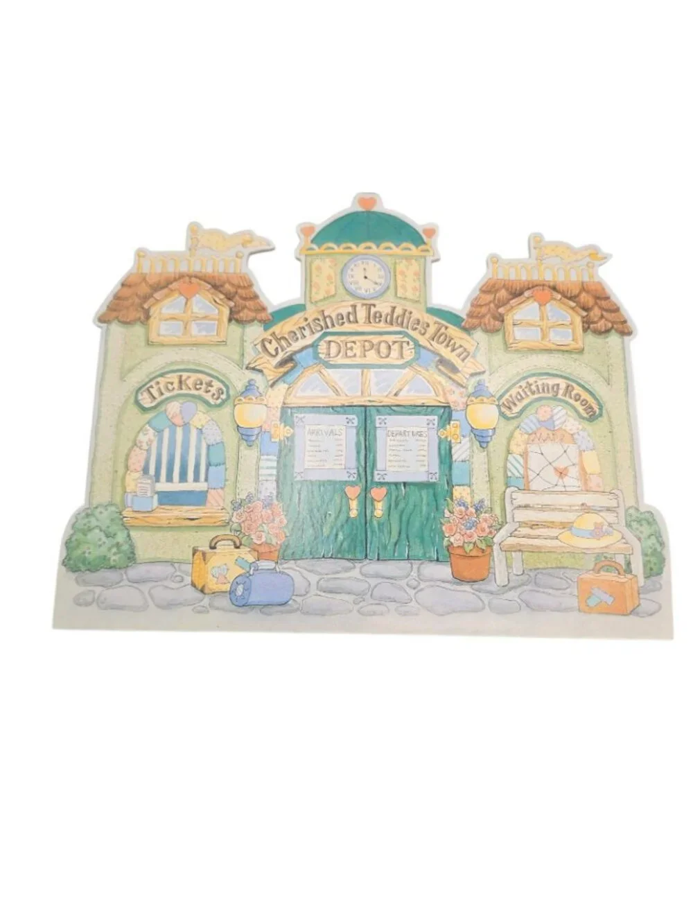 Cherished Teddies Club Town Plaques Set Of 4 Enesco 1994-1997 Vintage Decor
